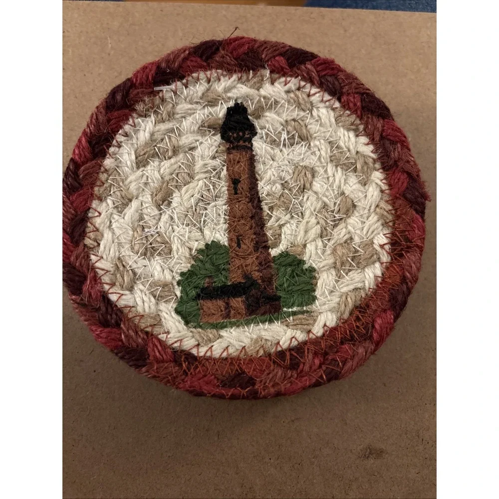 Lighthouse Braided Jute‎ 5 Inch Coasters Natural Jute Set of 4